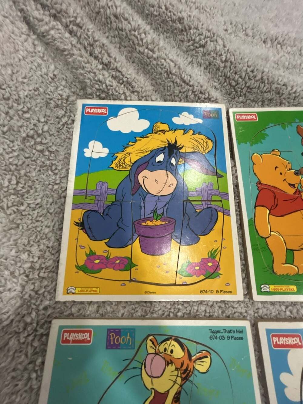 Lot of 4 Vintage Playskool Disney Winnie the Pooh Wooden Frame Tray Puzzles - Picture 2 of 13
